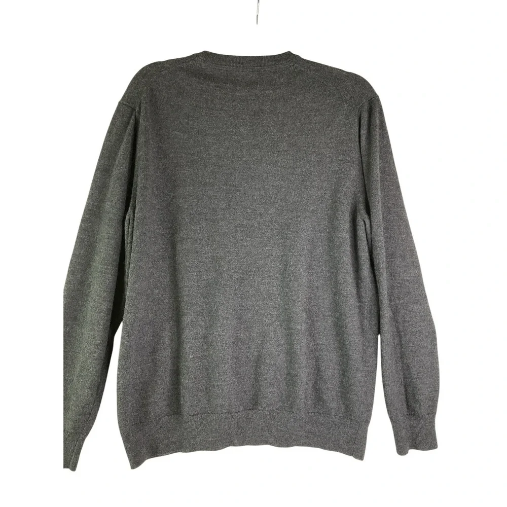 Club Room Mens Merino Wool Pullover Grey V-Neck Sweater Preppy Quiet Luxury XL